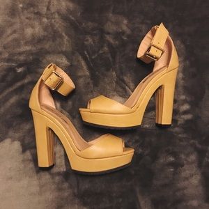 Tan chunky heels